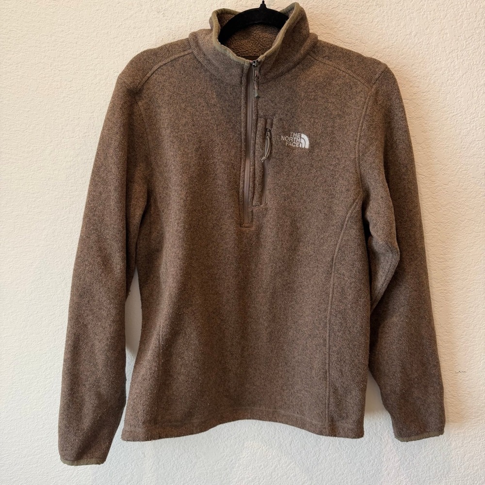 The North Face Gordon Lyons 1/4 Zip Fleece Pullover Brown Mens Small